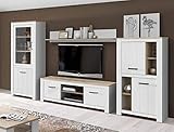 FORTE Elara Wohnwand mit 5 Türen und 1 Glastür, Holzwerkstoff, Weiß matt / Bianco...