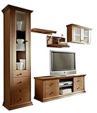 clever-moebel Wohnwand aus Kiefernholz im Landhausstil, Wohnzimmer-Schrank (braun)